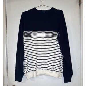 PETER MILLAR Crown Crafted Blue Striped Pima Cotton Merino Wool Sweater | XL